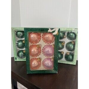 30 VTG Krebs Green, Peach, Blue and Pink Christmas Ornaments Iridescent